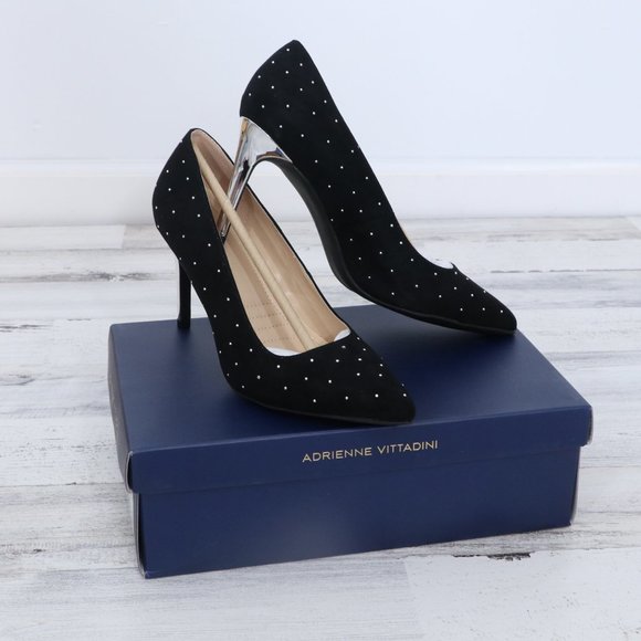 Adrienne Vittadini Studded Stiletto Pump Black Silver - Picture 2 of 9